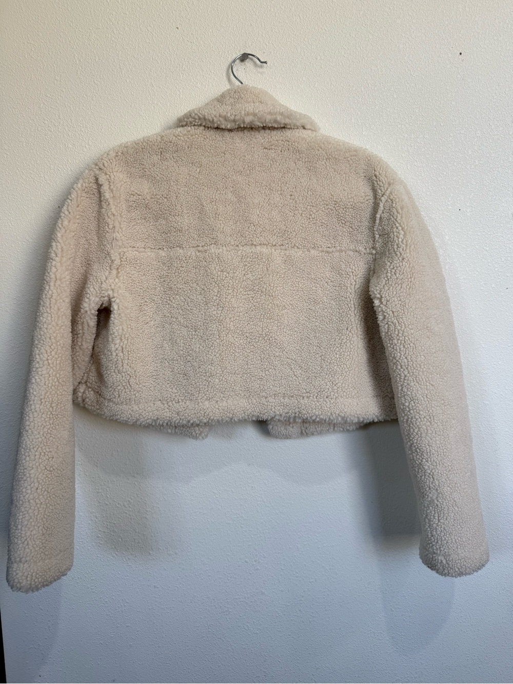 Zara Ivory Teddy Sherpa Cropped Trucker Jacket Quiet Luxury Cozy Winter Sz Small - Picture 7 of 10